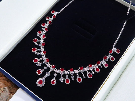 Magnificent Jewelry: Natural Unheated Pigeon's Blood Ruby and Diamond Evening Necklace