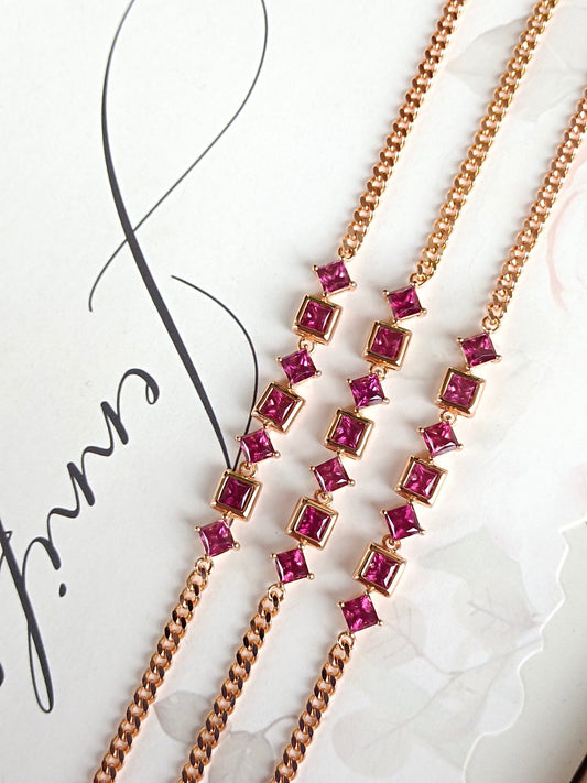 Exquisite Princess-Cut Purple Garnet Bracelet - Fine Jewelry