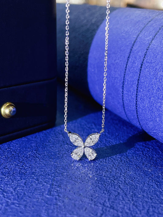 18K Cultured Drop Marquise Dual-Tone Butterfly Necklace