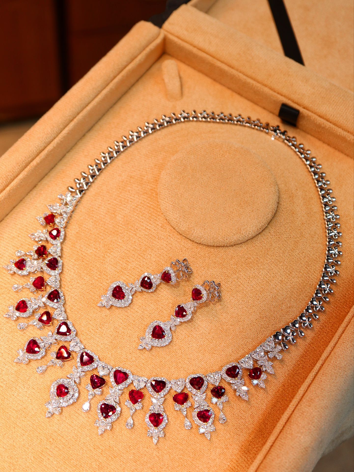 Exclusive Collection: Heart-Cut Ruby Evening Jewelry Set