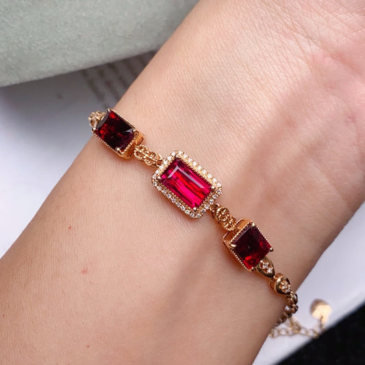 Elegant 8K Gold and Diamond-Encrusted Tourmaline Bracelet - Jewelry for Daily Wear