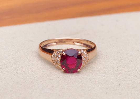 Exquisite Red Tourmaline Ring - A Symbol of Good Fortune and Vitality