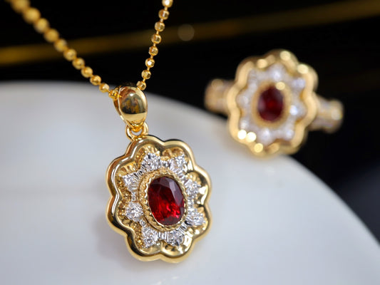 Vintage Style Pigeon Blood Red Ruby Pendant Jewelry