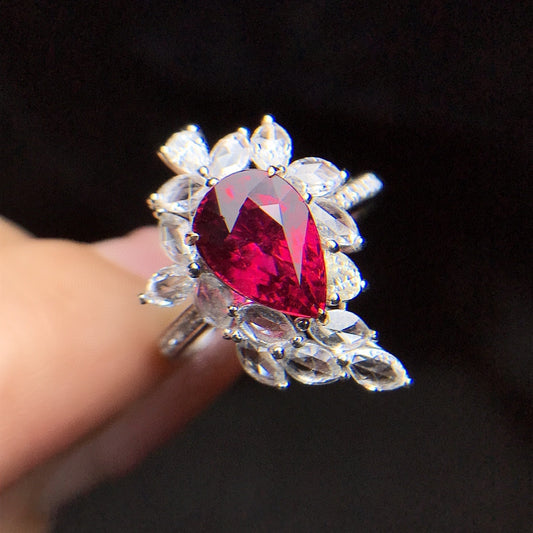 Natural Tourmaline Ring with 18k Diamond Embellishment - Exquisite Jewelry