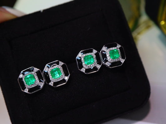 Panjshir Emerald Stud Earrings - Luxurious and Versatile Jewelry