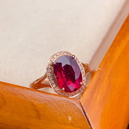 Exquisite Red Tourmaline Ring - A Symbol of Good Fortune and Vitality in Fine Jewelry