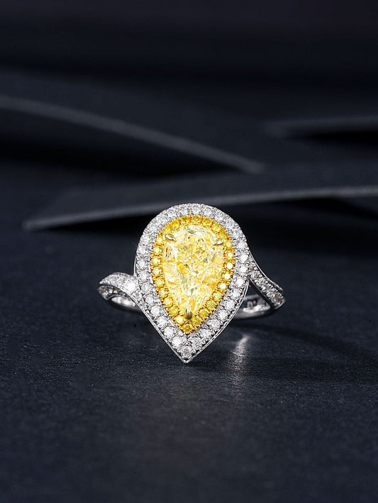 2-Carat Diamond Waterfall Ring - Luxurious Jewelry Collection - Yellow Diamond Ring