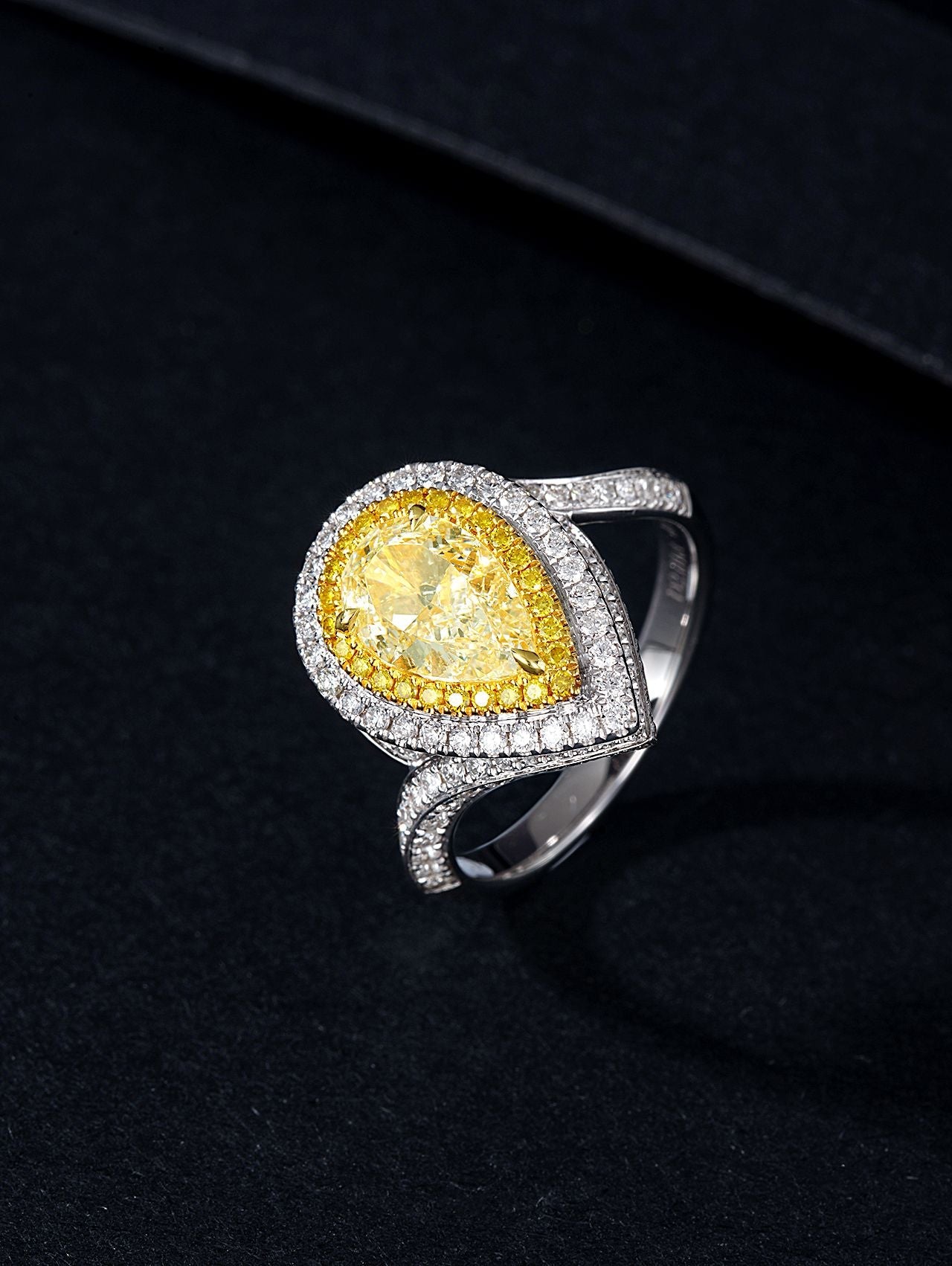 2-Carat Diamond Waterfall Ring - Luxurious Jewelry Collection - Yellow Diamond Ring