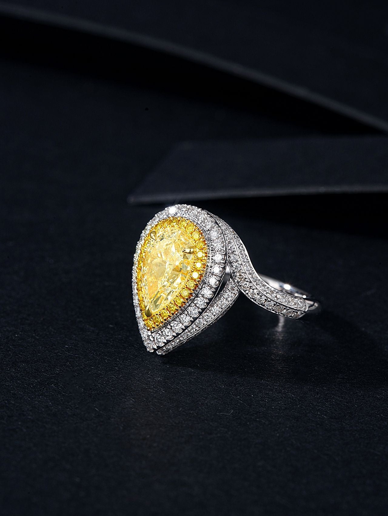 2-Carat Diamond Waterfall Ring - Luxurious Jewelry Collection - Yellow Diamond Ring