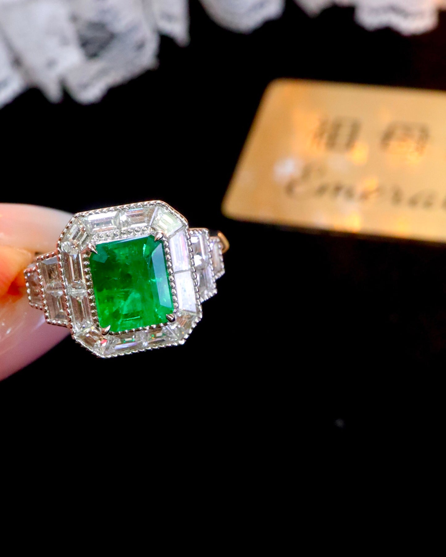 Timeless Elegance: Natural Emerald Ring with Diamond Accent - Fine Jewelry