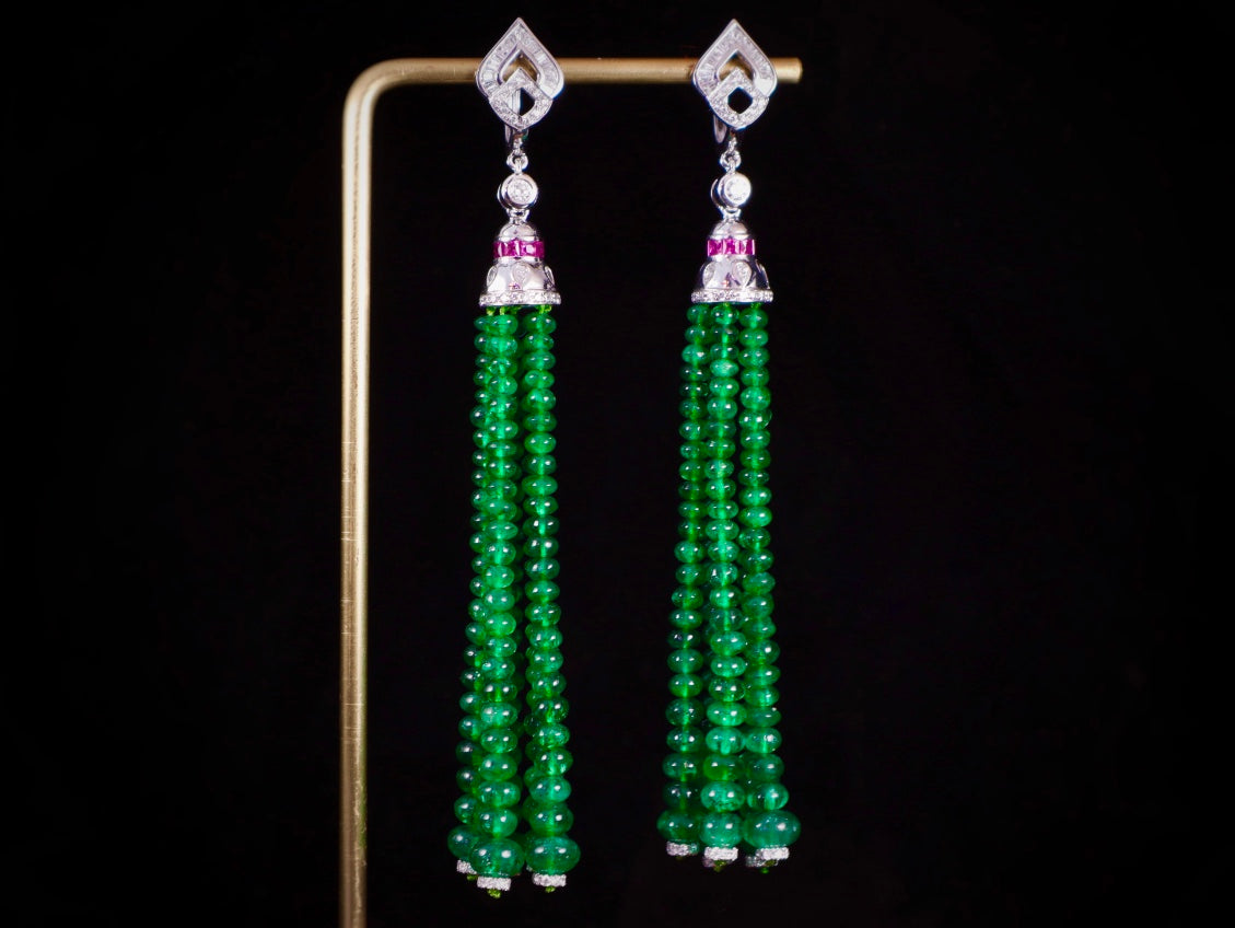 Panjshir Emerald Tassel Earrings - Star Style Jewelry