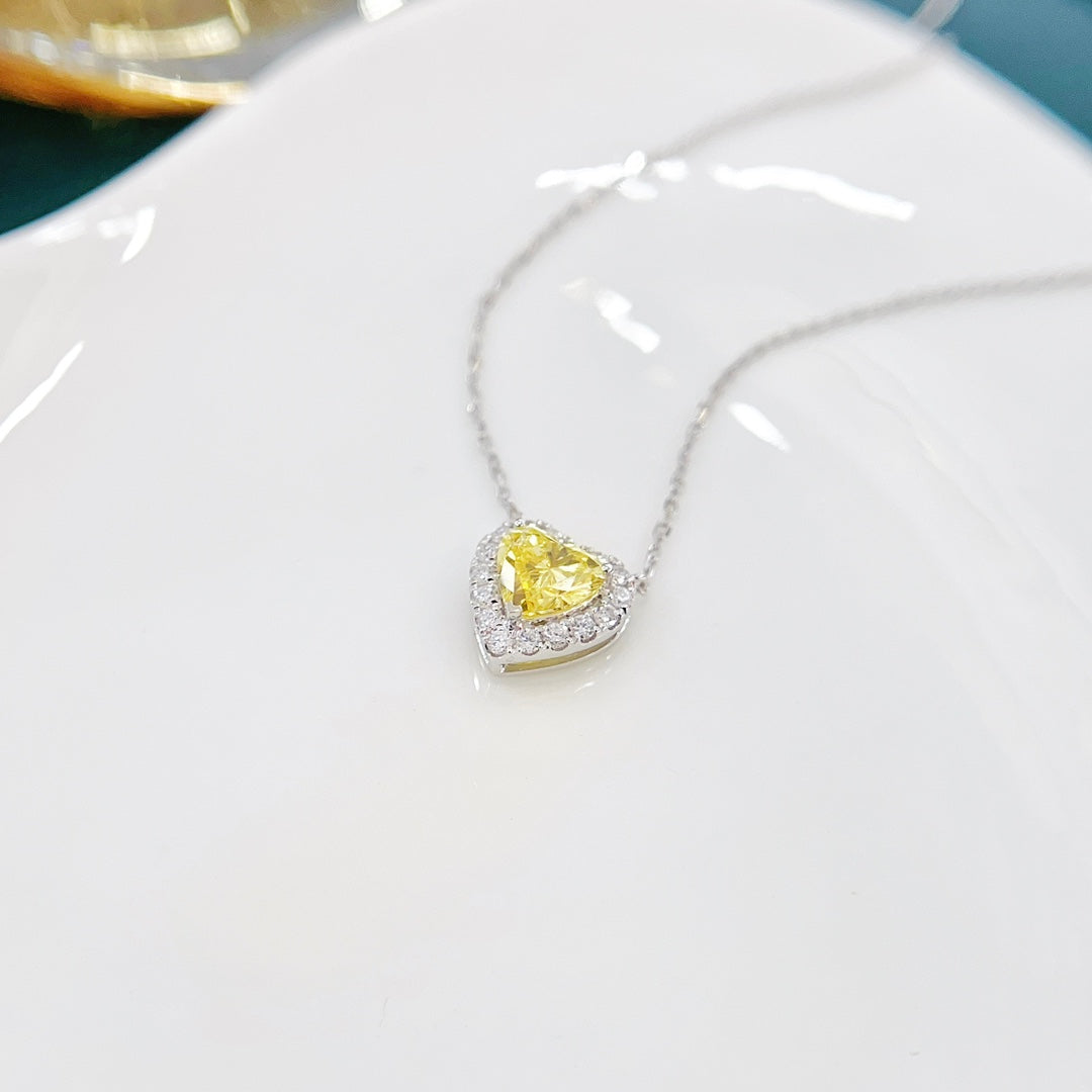 18K Cultured Yellow Diamond Heart-Shaped Pendant Necklace