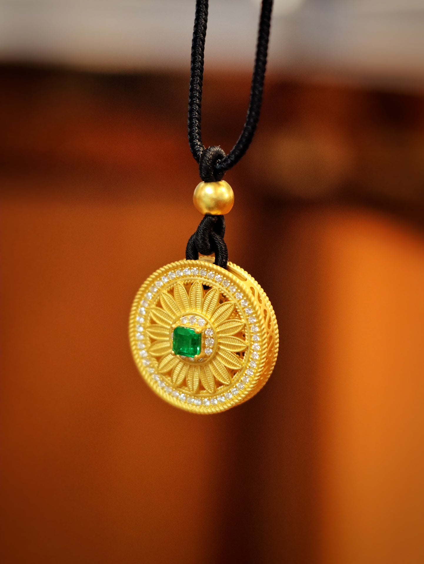 24k Gold Emerald Pendant - Premium Jewelry Collection