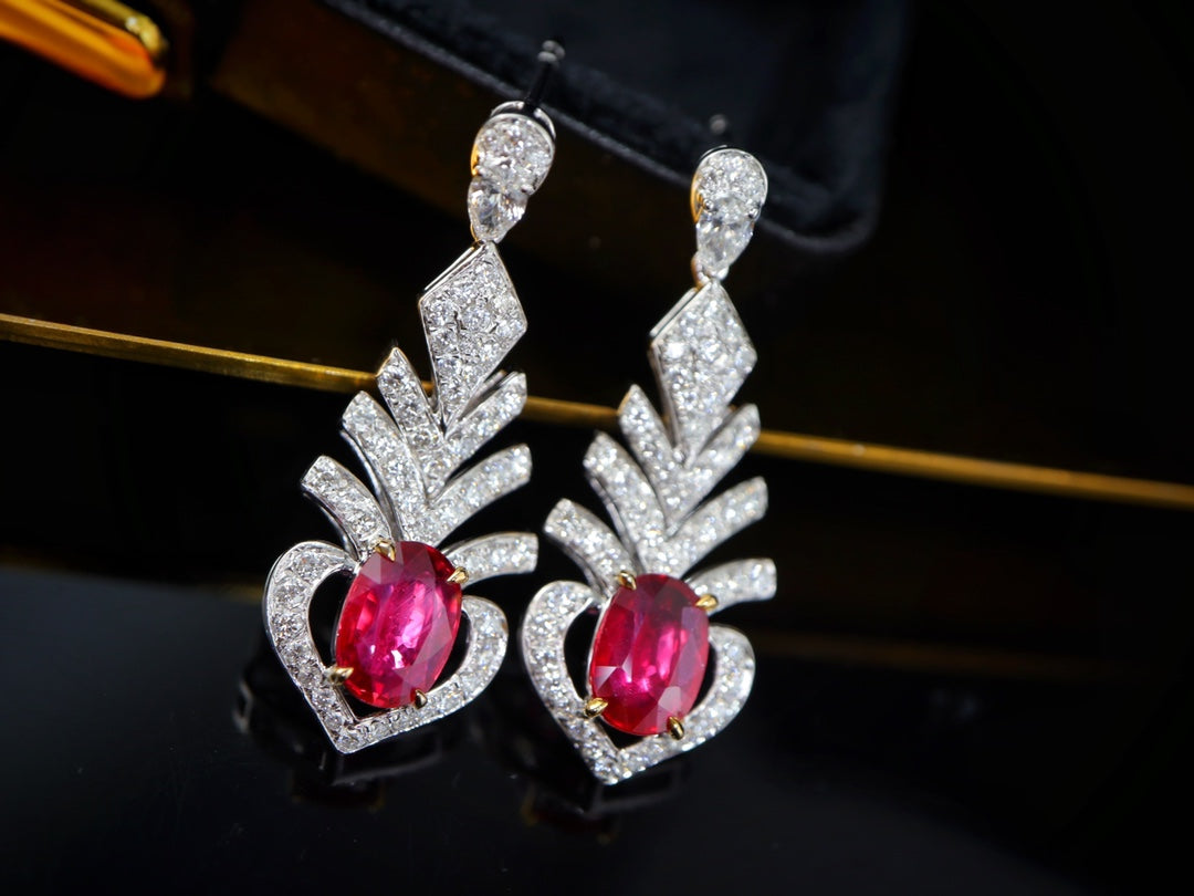 Exquisite Pigeon Blood Red Ruby Earrings - A Jewelry Treasure