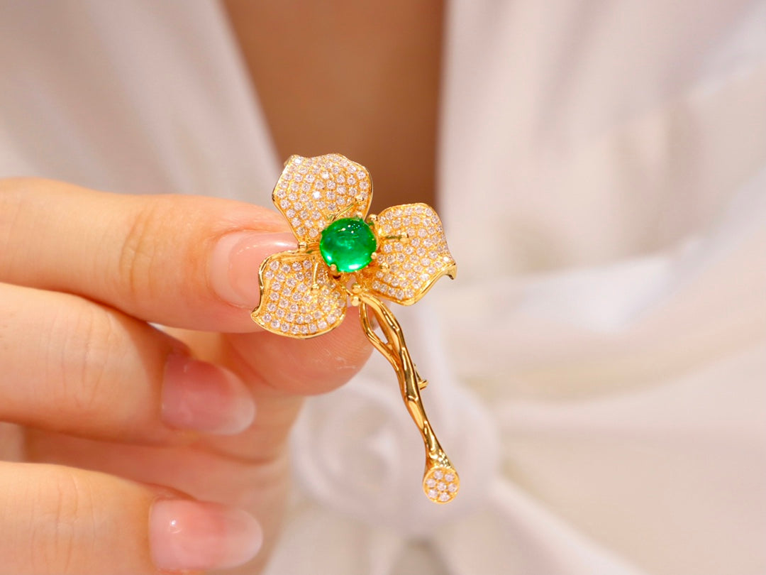 Emerald Flower Branch Brooch/Pendant Jewelry - Elevate Your Elegance