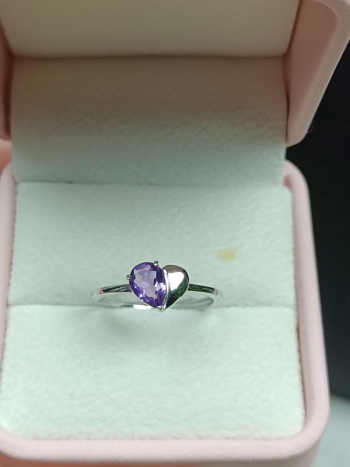 Natural Amethyst Water Drop Heart Ring - Exquisite Jewelry for Elegance