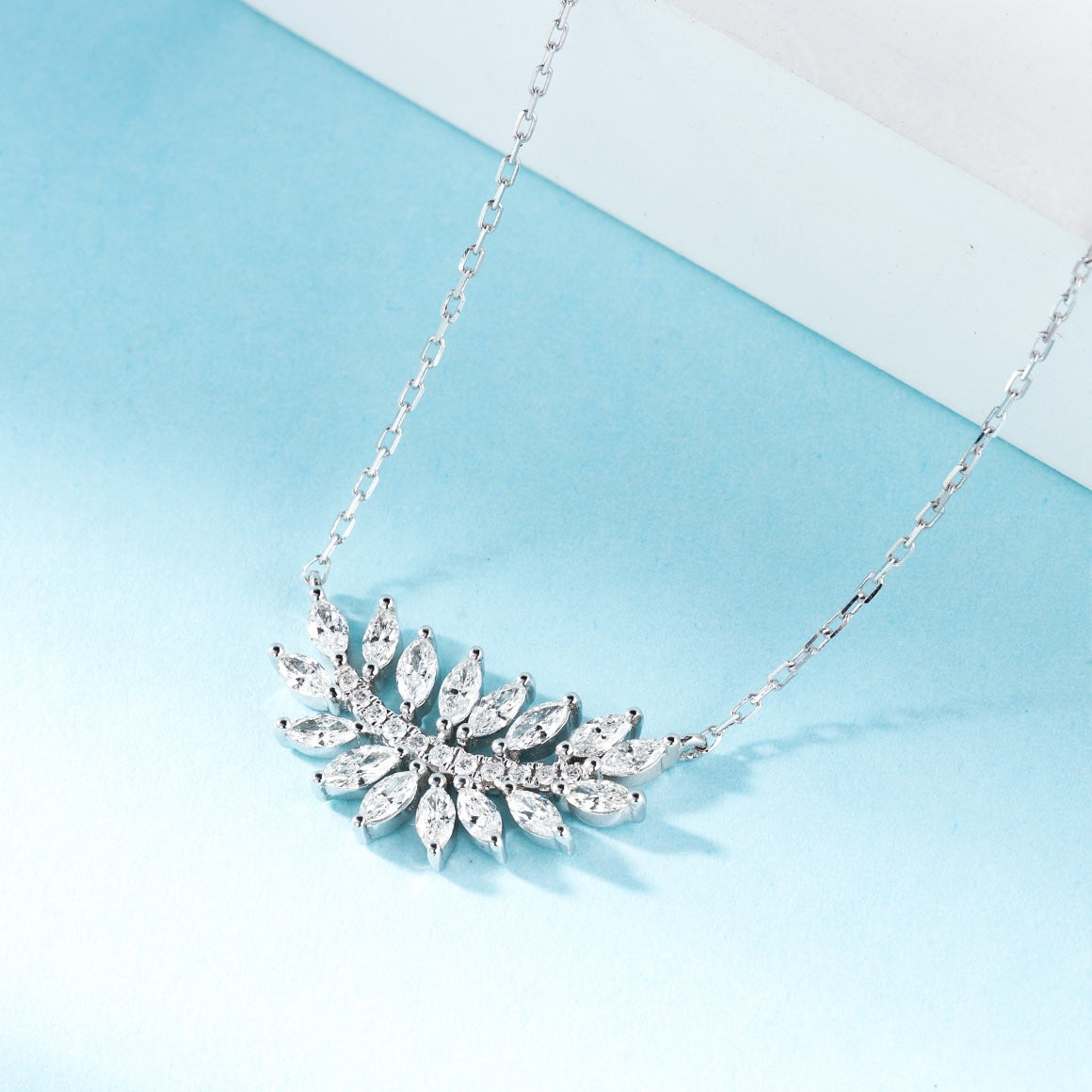 18k Diamond Cultured Marquise Leaf Necklace - LGXL042