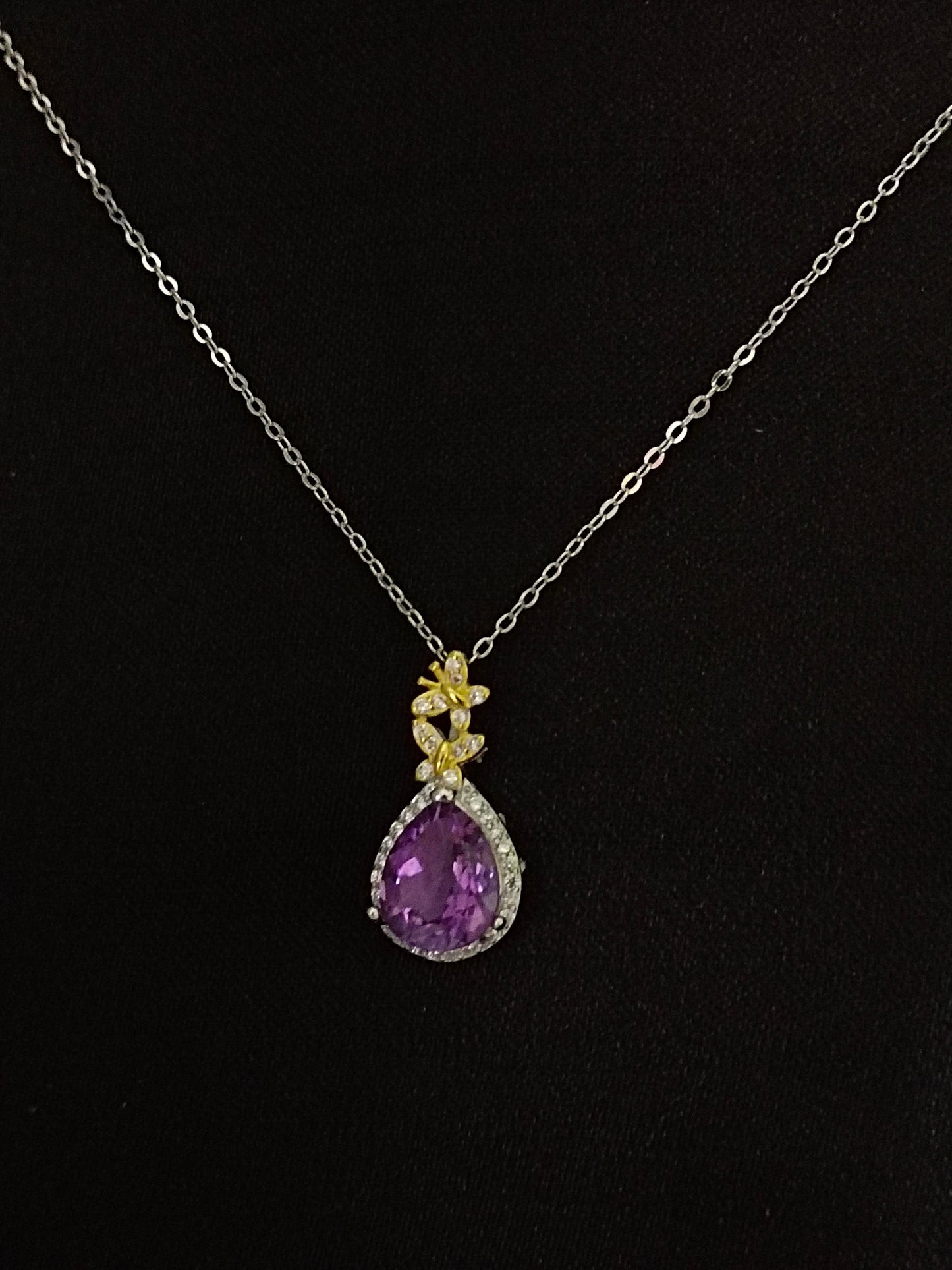 Elegant Natural Purple Crystal Teardrop Pendant Jewelry