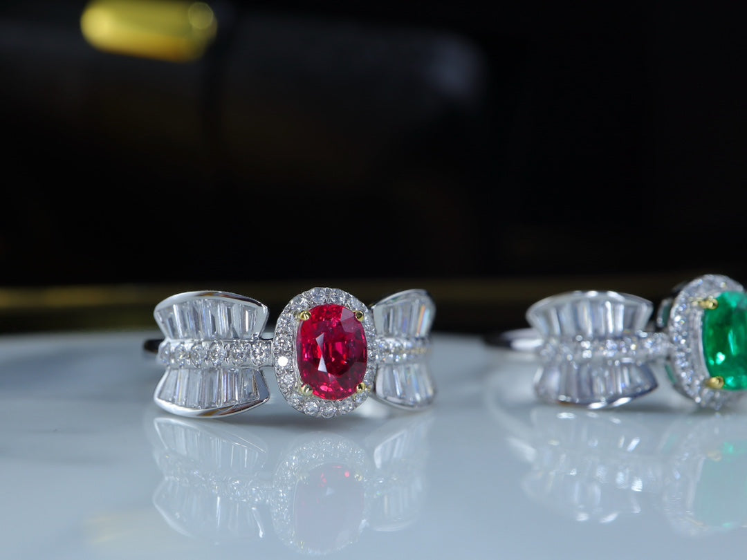 Luxurious Pigeon Blood Red Ruby Ring with Bowknot Design - Premium Jewelry