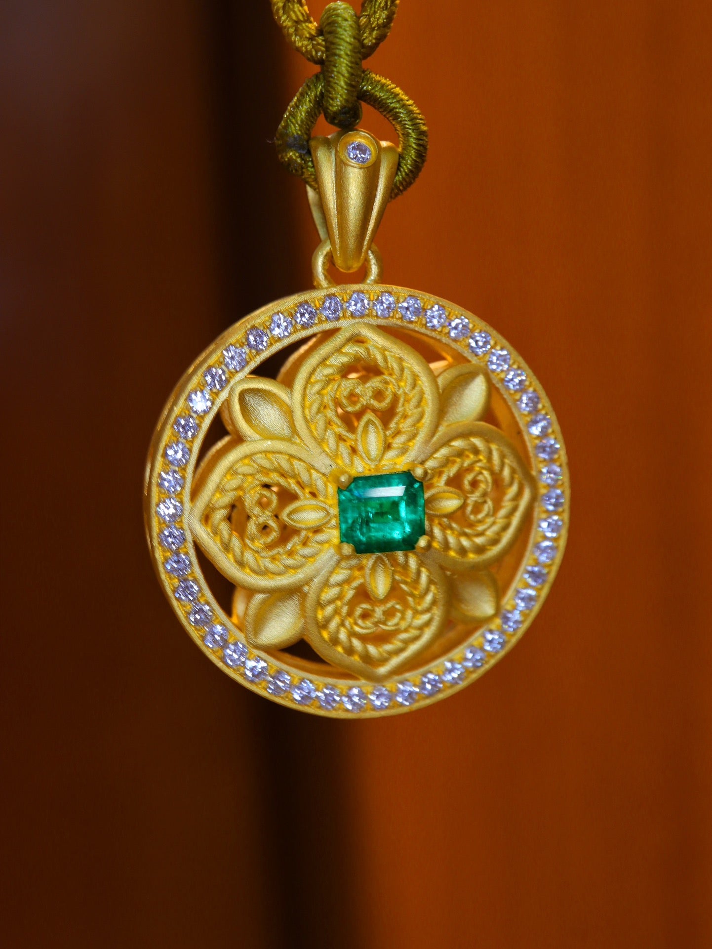 24k Gold Emerald Pendant - Fine Jewelry Collection