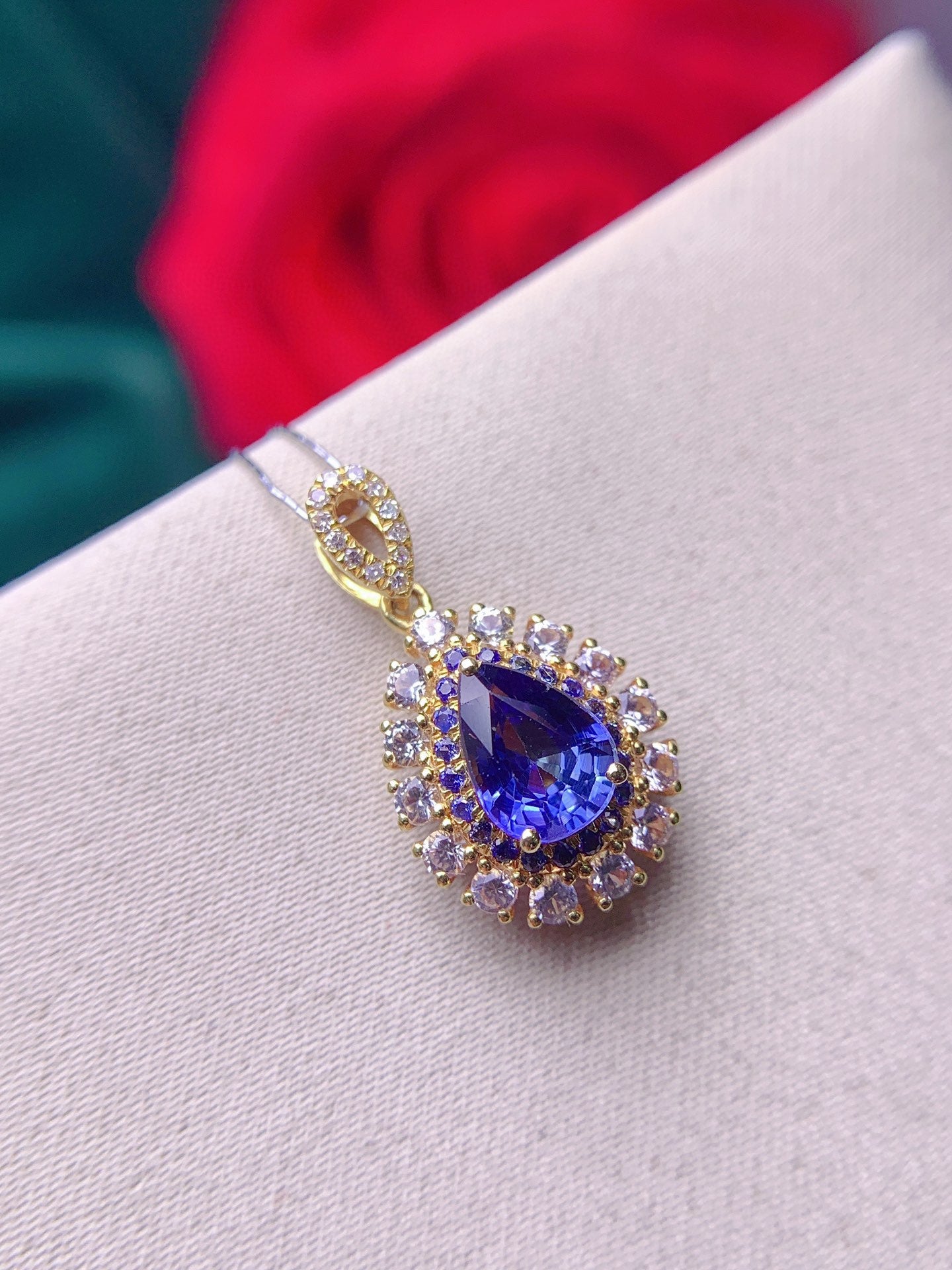 Elegant 18K Sapphire Pendant with Diamond Accents - Fine Jewelry