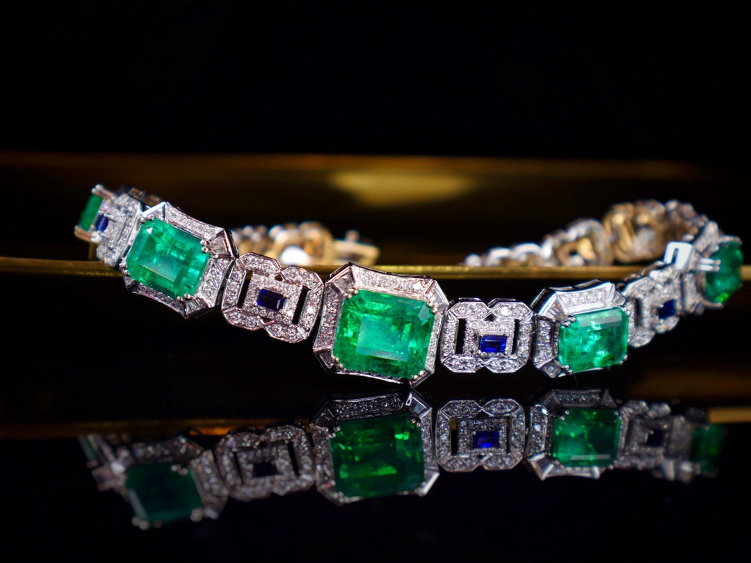 Emerald and Sapphire Diamond Bracelet - Timeless Elegance in Jewelry