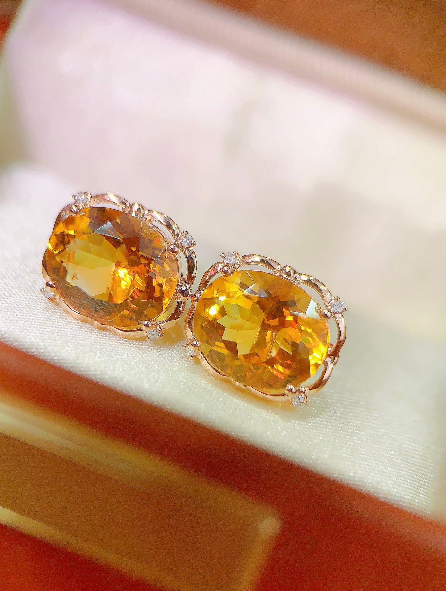 New Arrival: Sunstone of Prosperity - Yellow Citrine Earrings in 18k Gold with Diamond Accents