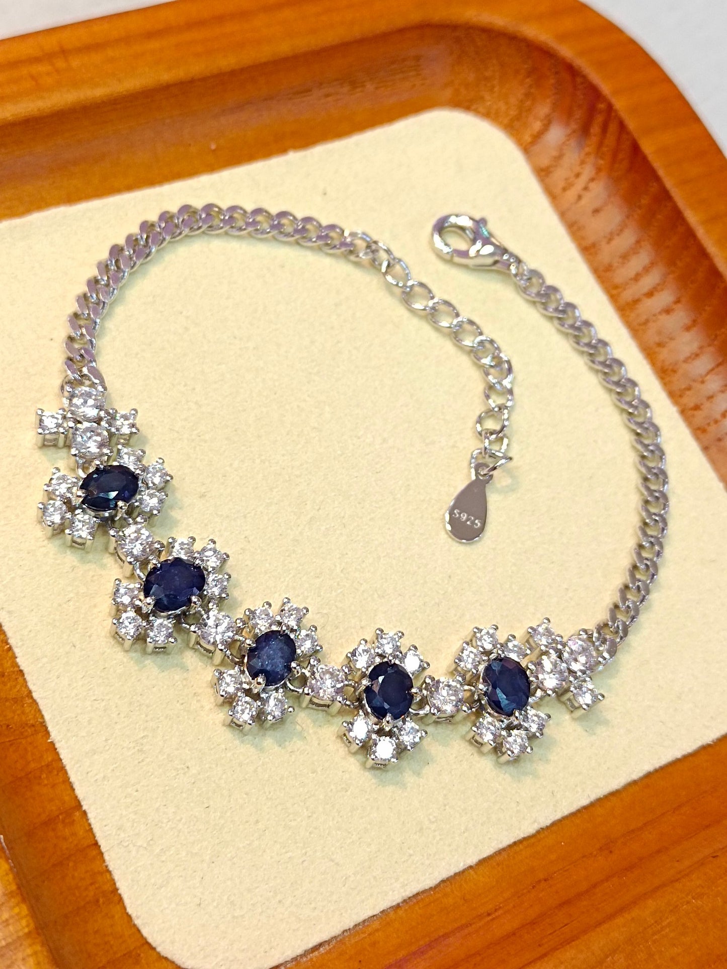 Exquisite S925 Silver Sapphire Jewelry Bracelet