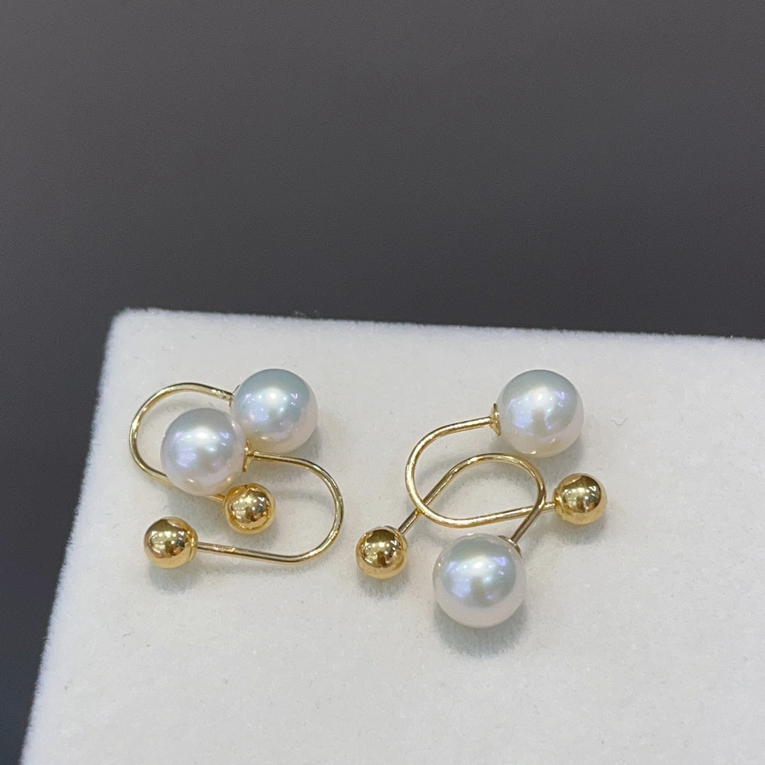 Trendy Minimalist 18K Gold U-Shaped Earrings with Freshwater Pearls - Jewelry for Every Occasion