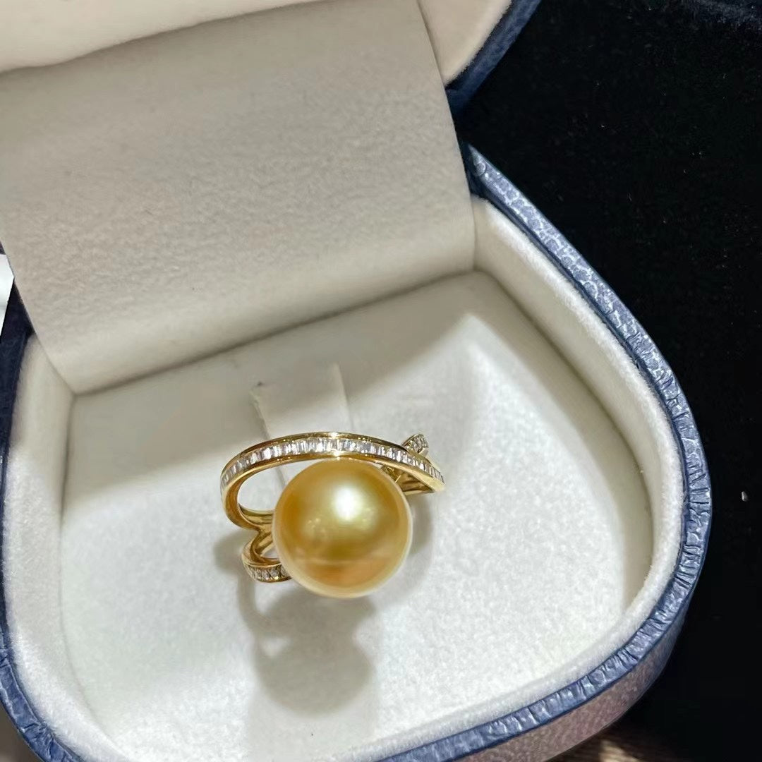 Luxurious 11-12mm South Sea Golden Pearl Jewelry with Near-Perfection