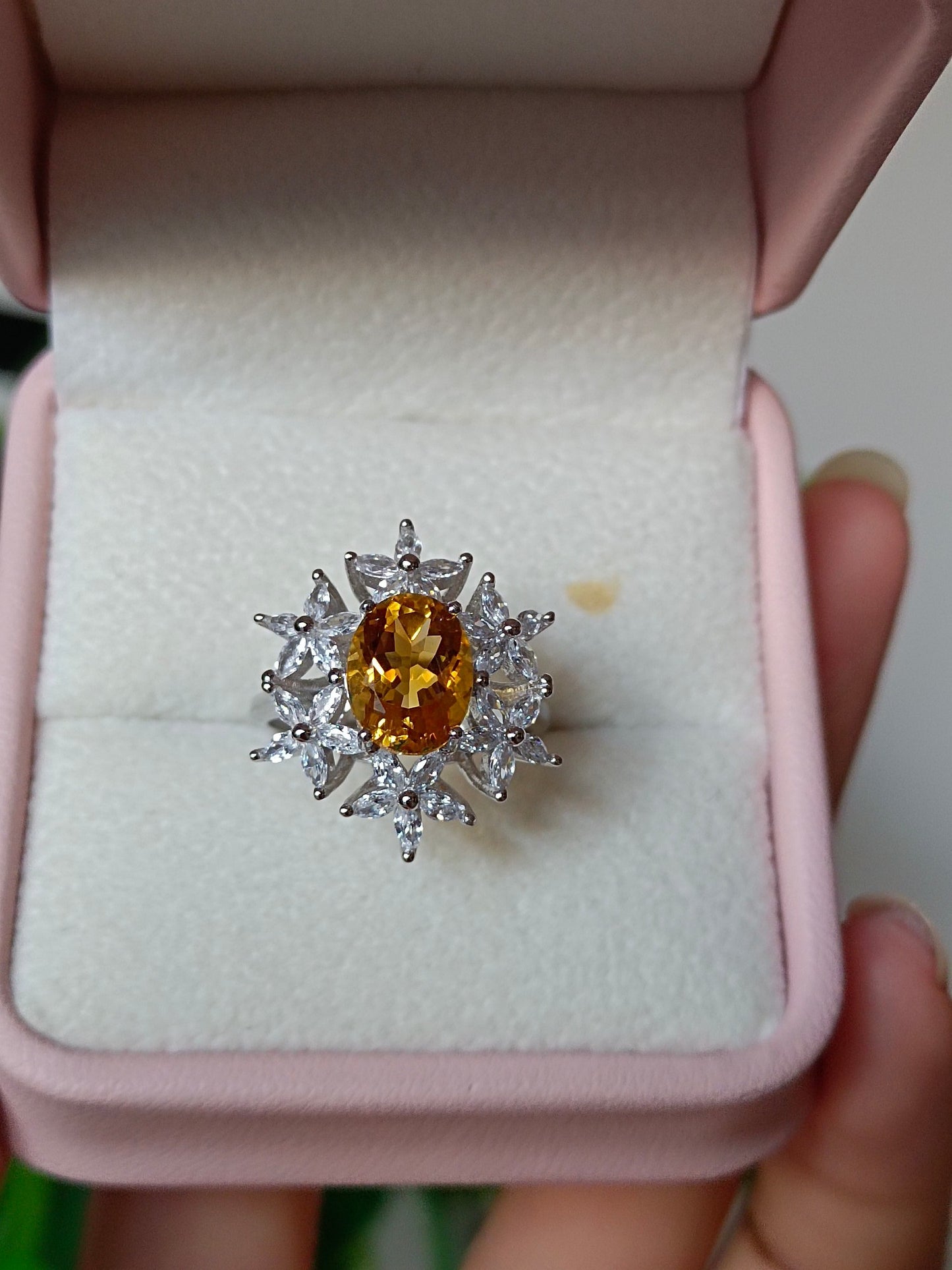 Cincin Citrine Kuning Asli yang Mewah - Barang Kemas Terindah