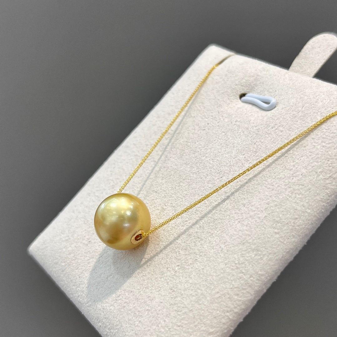 Luxurious 18K Gold & 11-12mm Natural South Sea Golden Pearl Jewelry