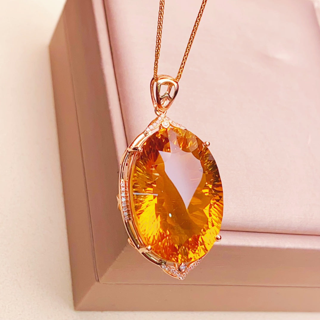 Pendentif Citrine Jaune Radiant Sunshine - Bijoux de Luxe