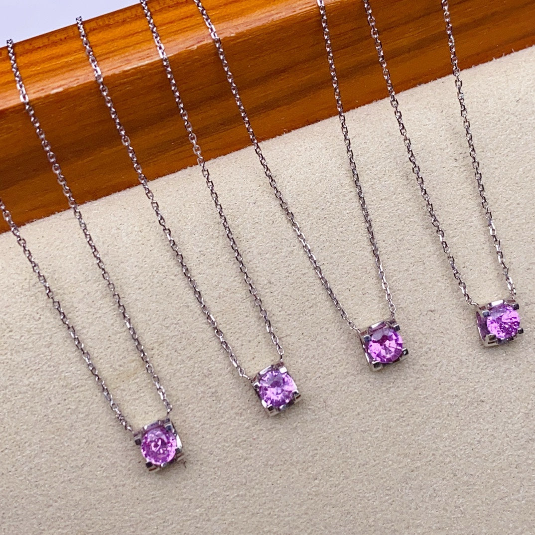 Super Girly and Romantic Cubic Zirconia Pink Sapphire Necklace Jewelry