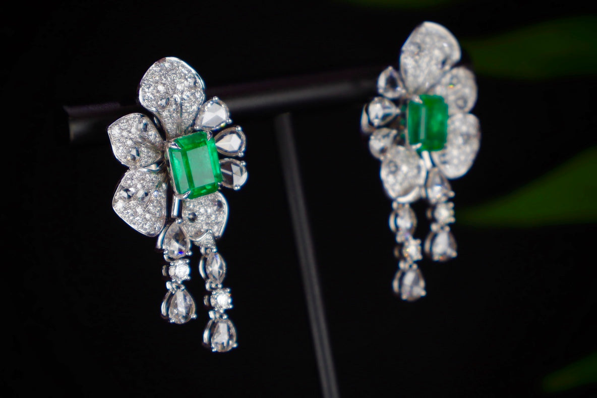 Emerald Earrings "Blooming Elegance": A Unique Jewelry Piece