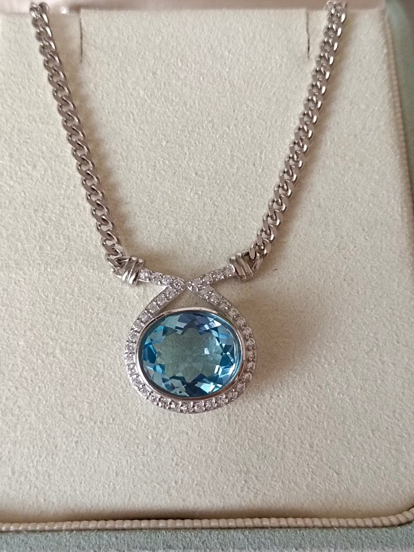 Exquisite Natural Swiss Blue Topaz Jewelry Necklace