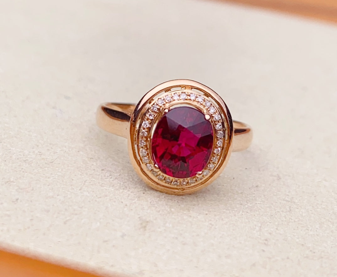 Exquisite Red Tourmaline Ring - A Symbol of Good Fortune and Vitality in Fine Jewelry