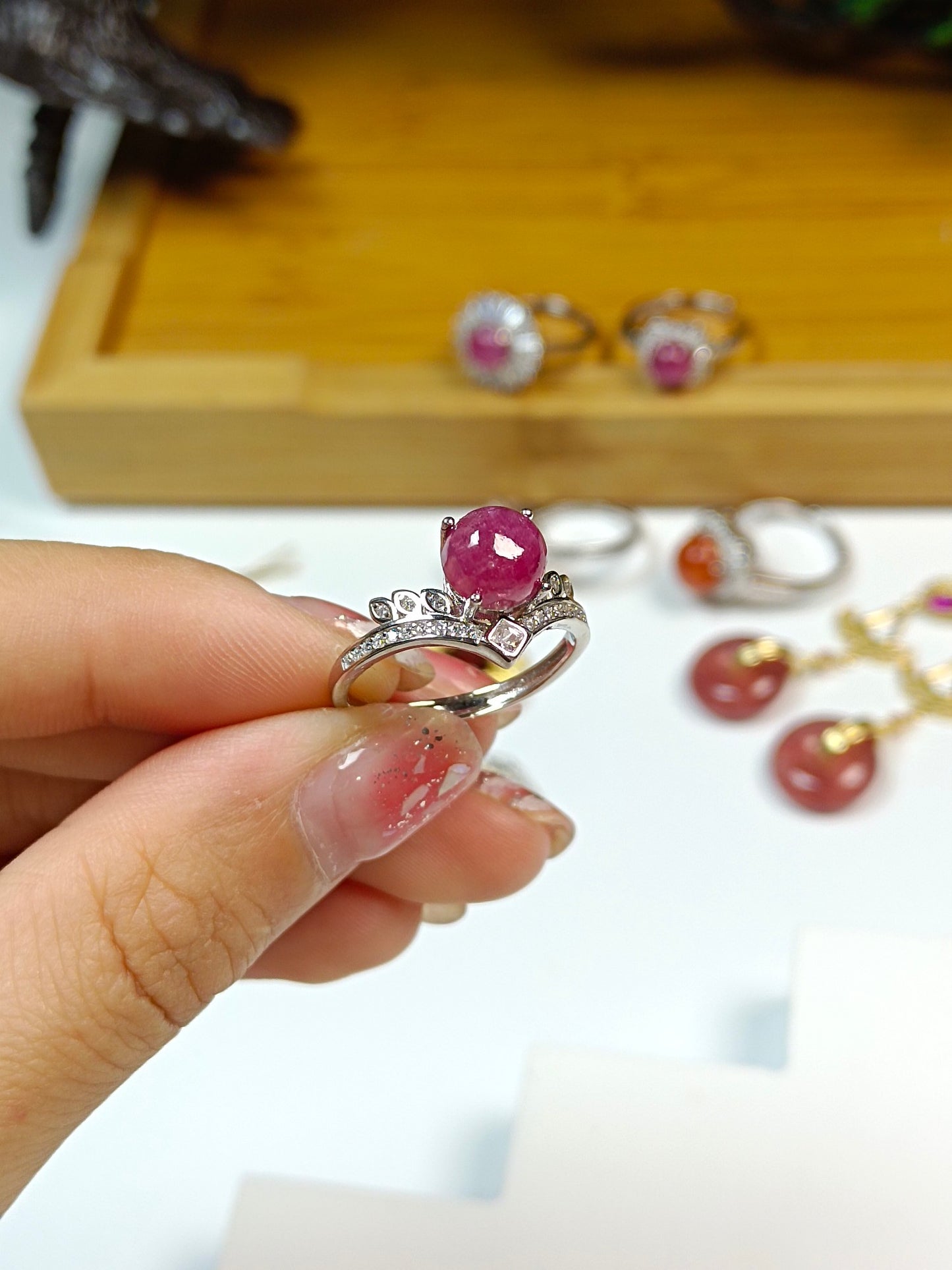 Elegant S925 Silver Ruby Ring - Unheated & Unenhanced Gemstone Jewelry