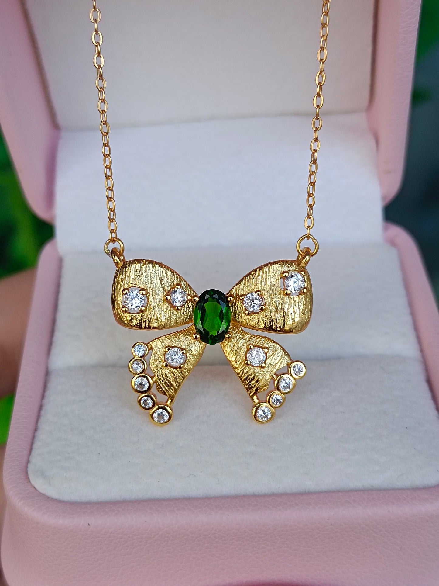 Kalung Ikatan Simpul Diopside Semulajadi - Barang Kemas Elegan untuk Dipakai Setiap Hari