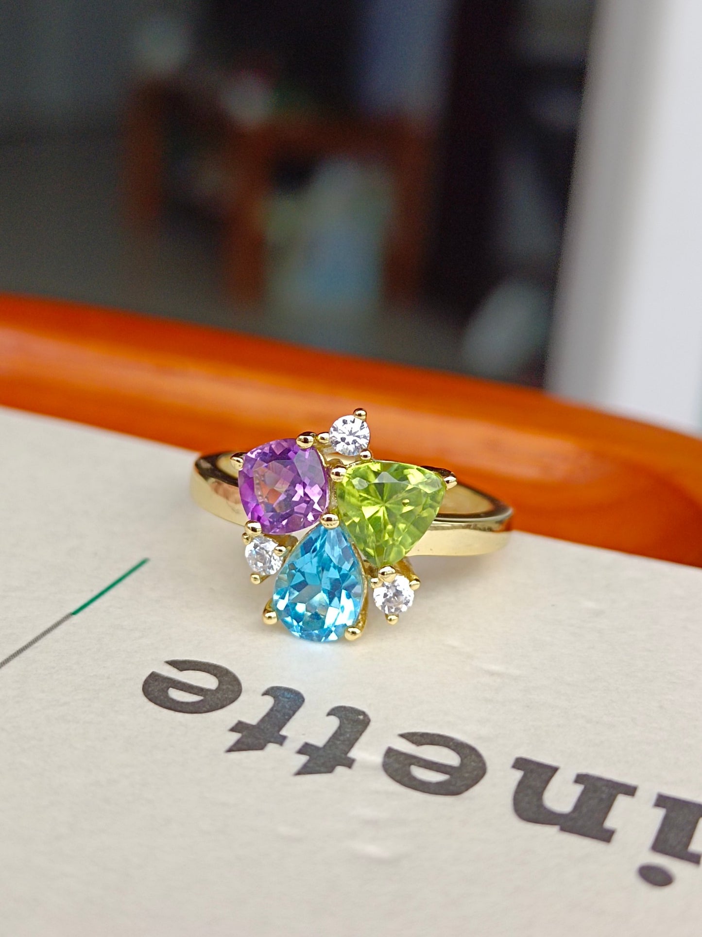 Dazzling Tricolor Gemstone Ring - A Must-Have Jewelry Piece