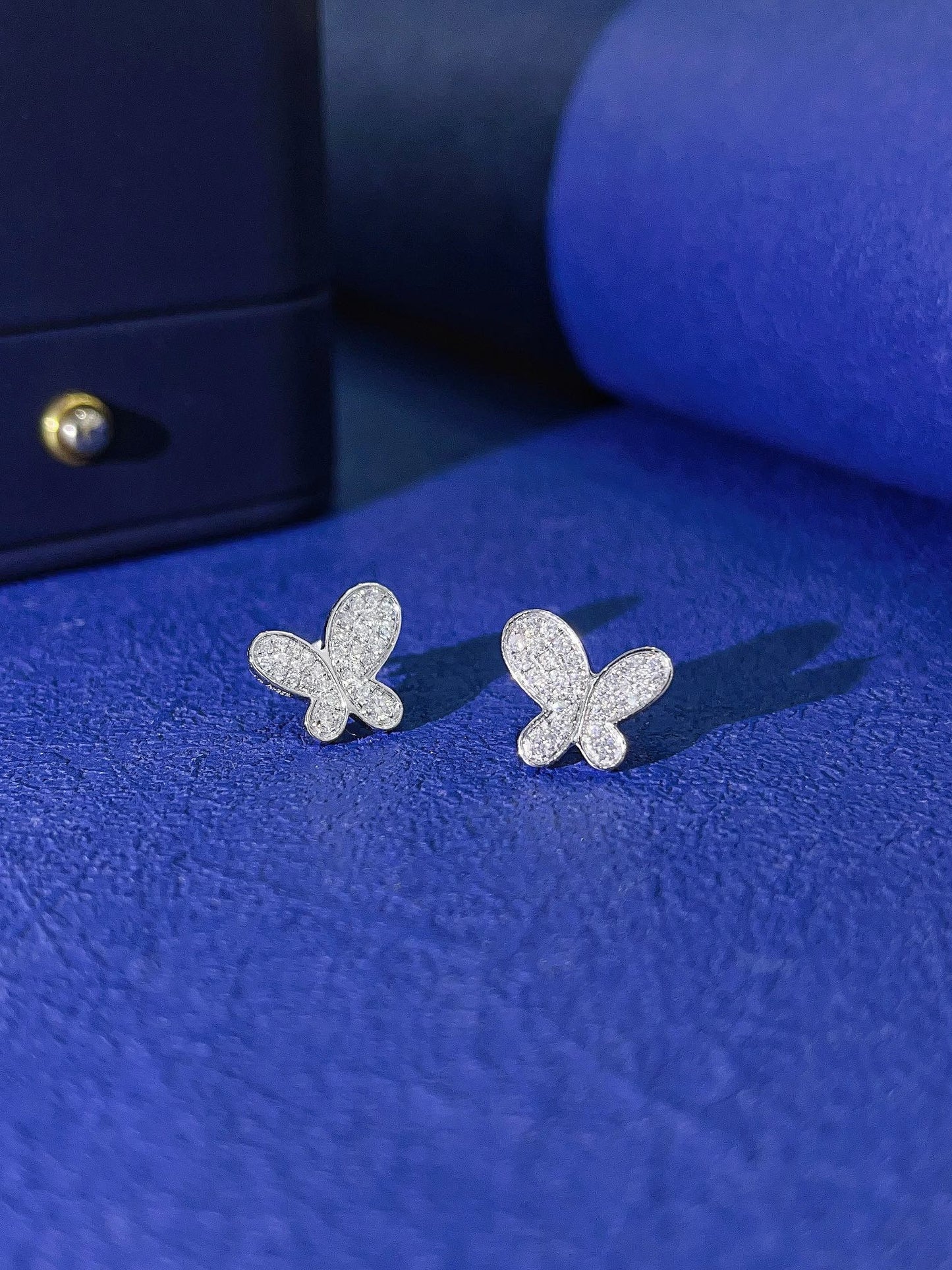 9K Cultured Diamond Irregular Butterfly Earrings