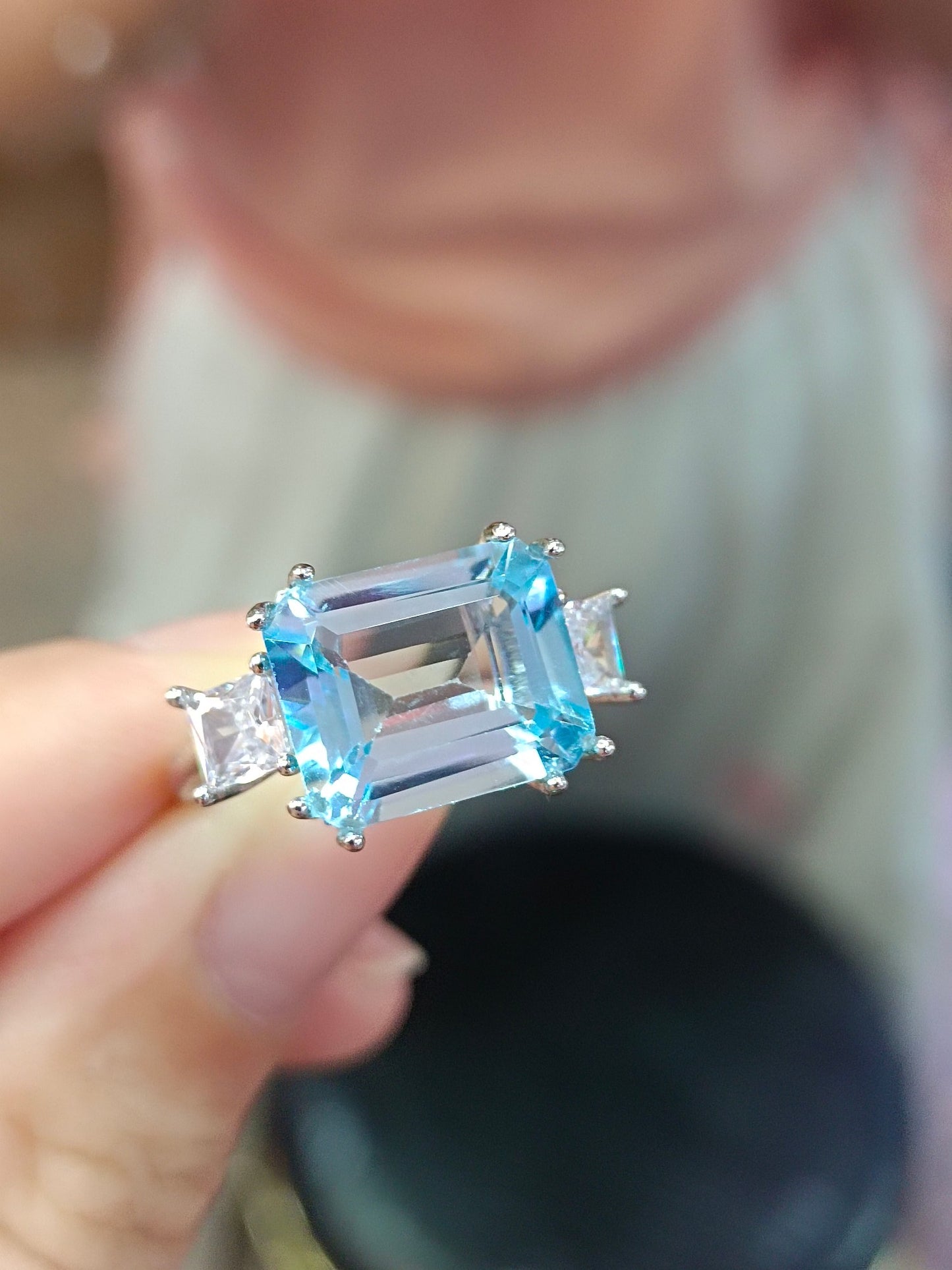 Exquisite Natural Topaz Large Square Ring - Unique Jewelry