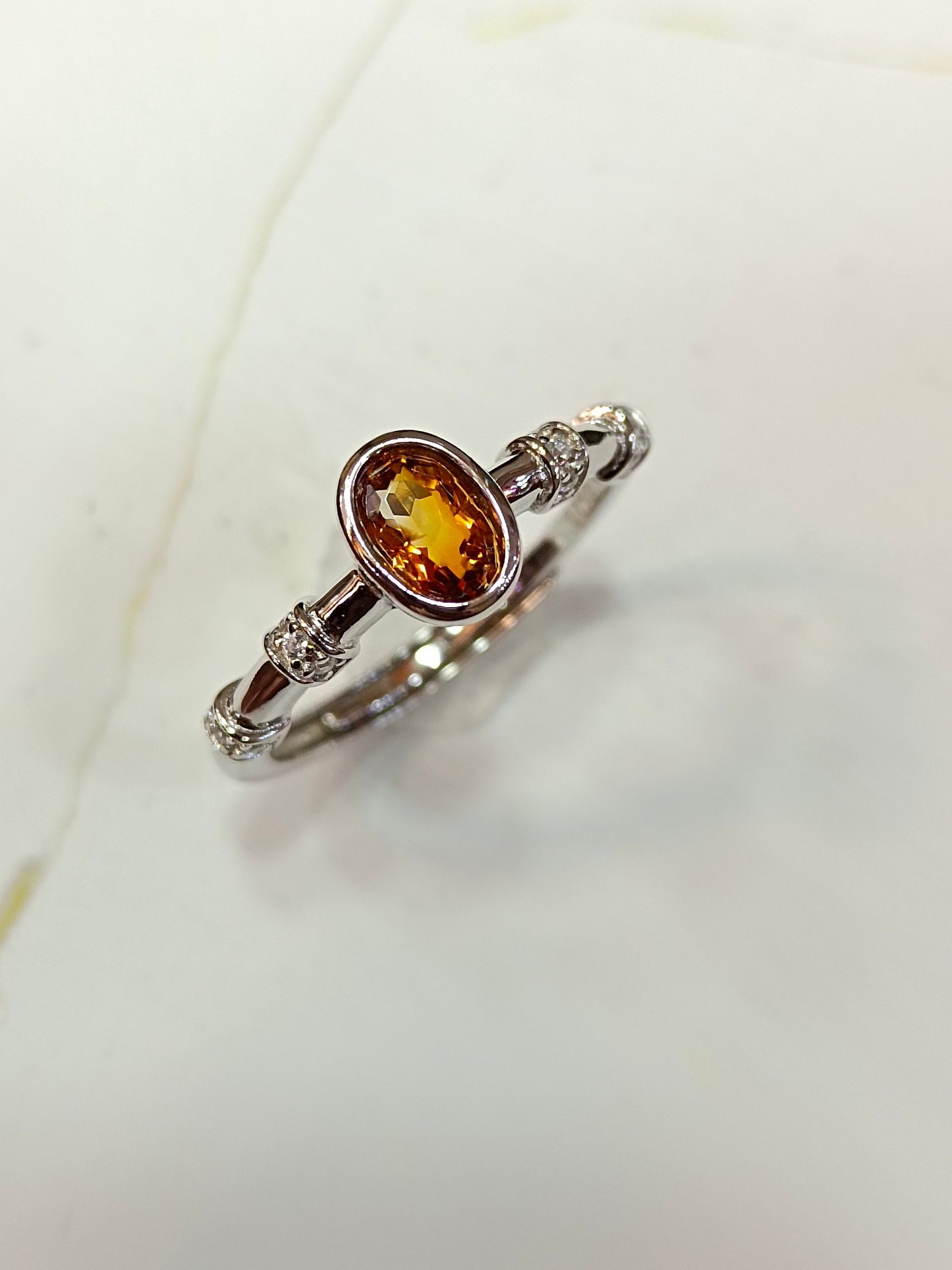 Cincin Citrine Karamel Indah Perak Sterling S925 - Perhiasan Bagus