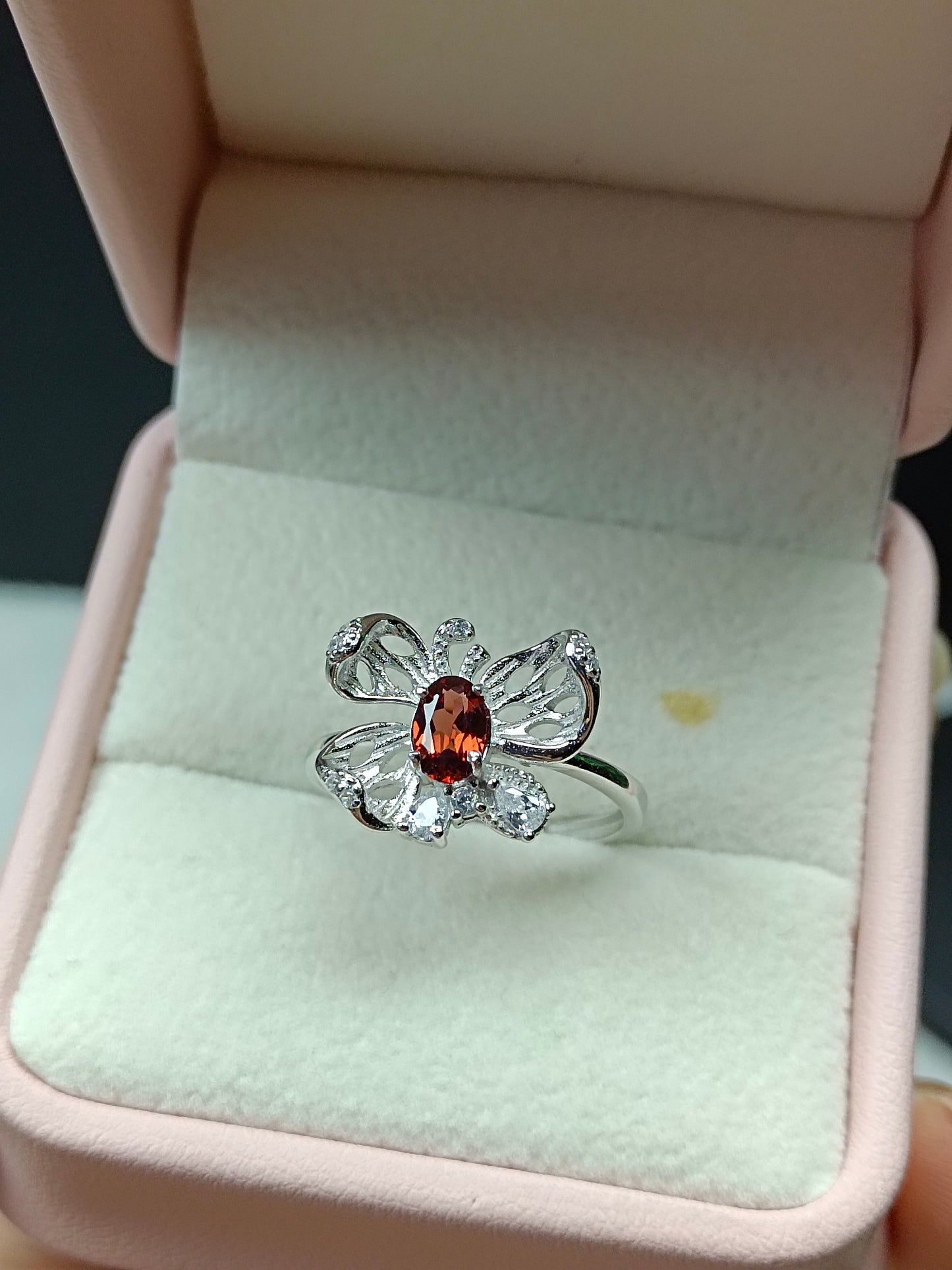 Natural Garnet Butterfly Ring - Exquisite Jewelry for Elegant You