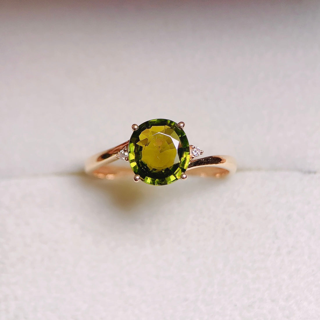 Natural Tourmaline Ring in 18K Gold with Diamond Accents - Exquisite Jewelry