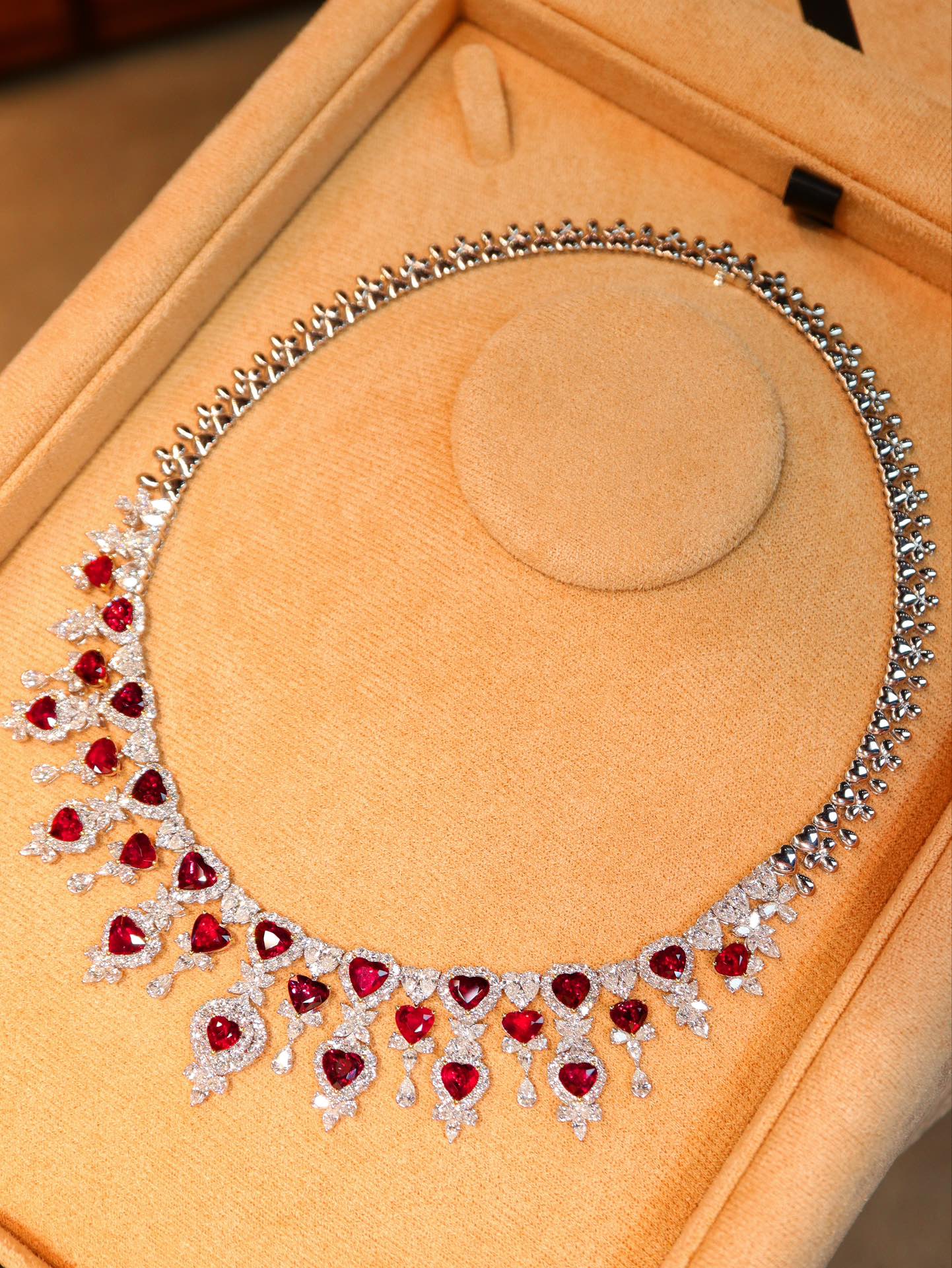 Exclusive Collection: Heart-Cut Ruby Evening Jewelry Set