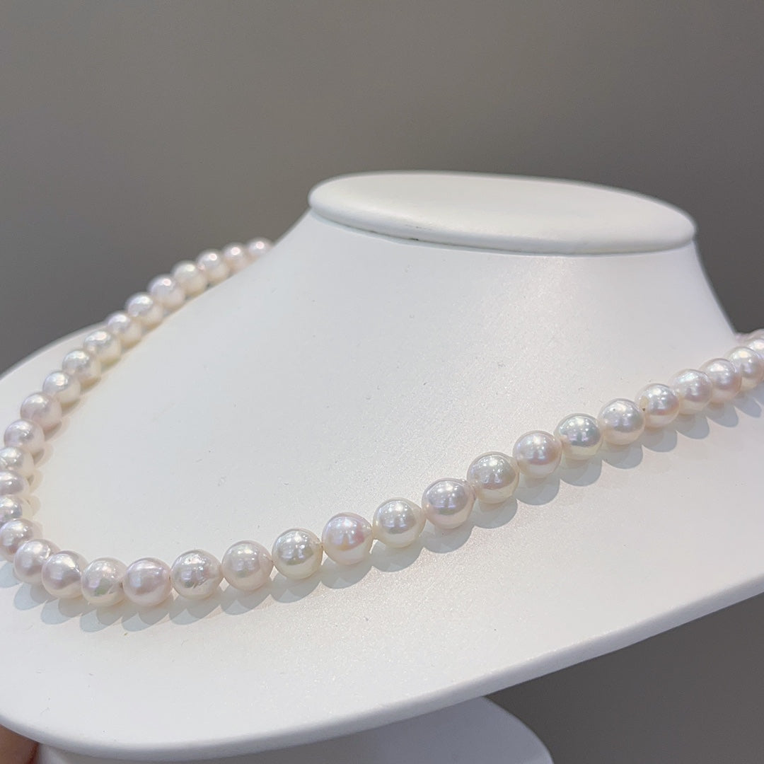 7-8mm Akoya Pearl Necklace in 925 Sterling Silver - Elegant Jewelry for Every Occasion