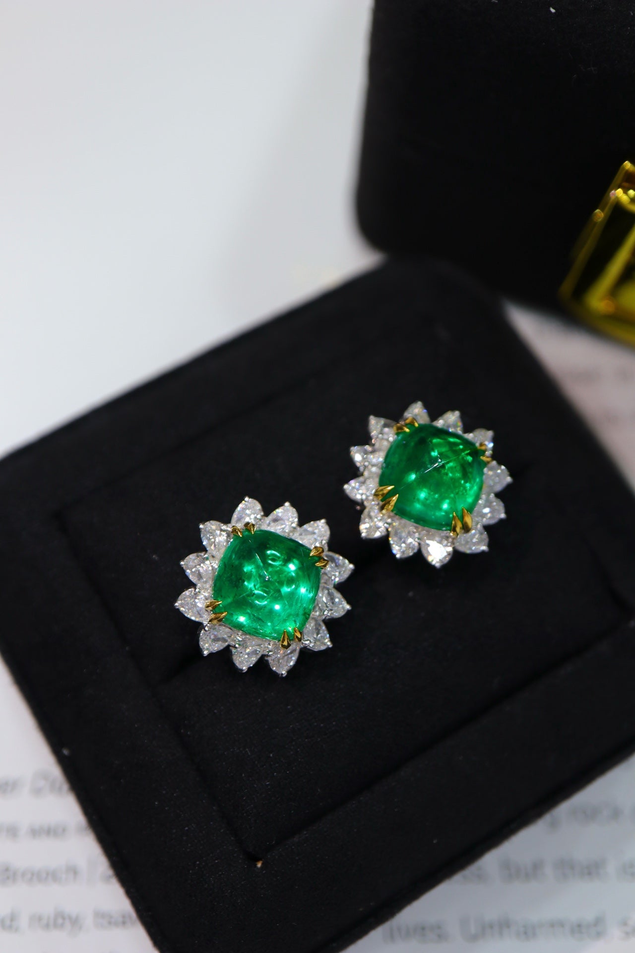 Emerald Green Sugarloaf Stud Earrings - Luxurious Jewelry Piece