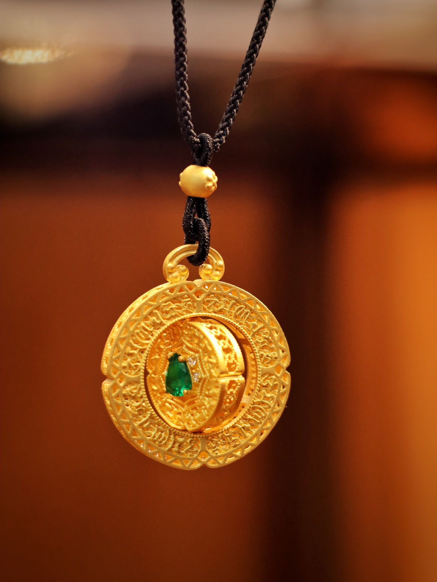 Time to Turn Fortune ✨Blessings Ahead: 24k Gold Emerald Diamond Pendant