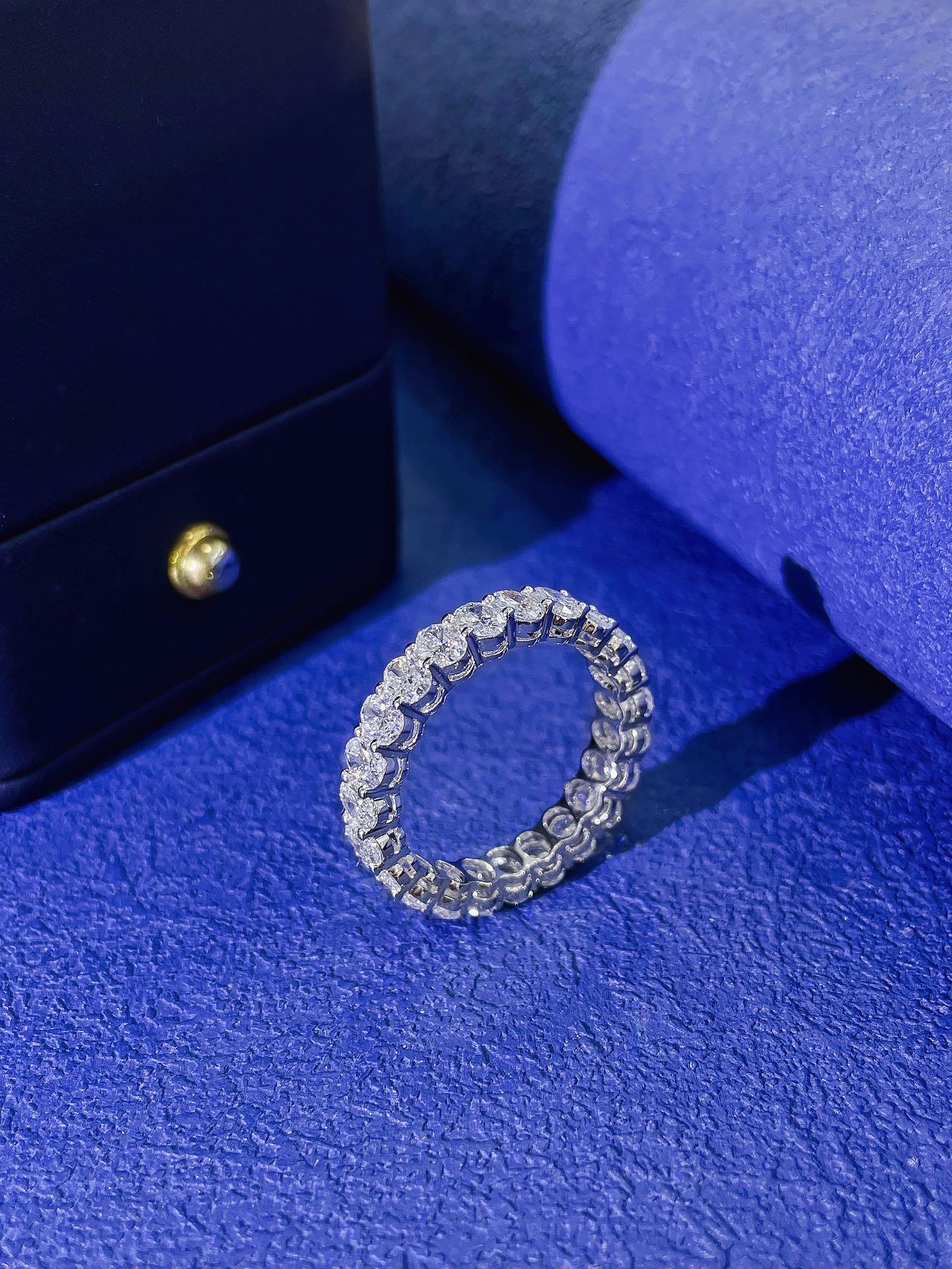 18K Cultured Elliptical Diamond Full Eternity Ring